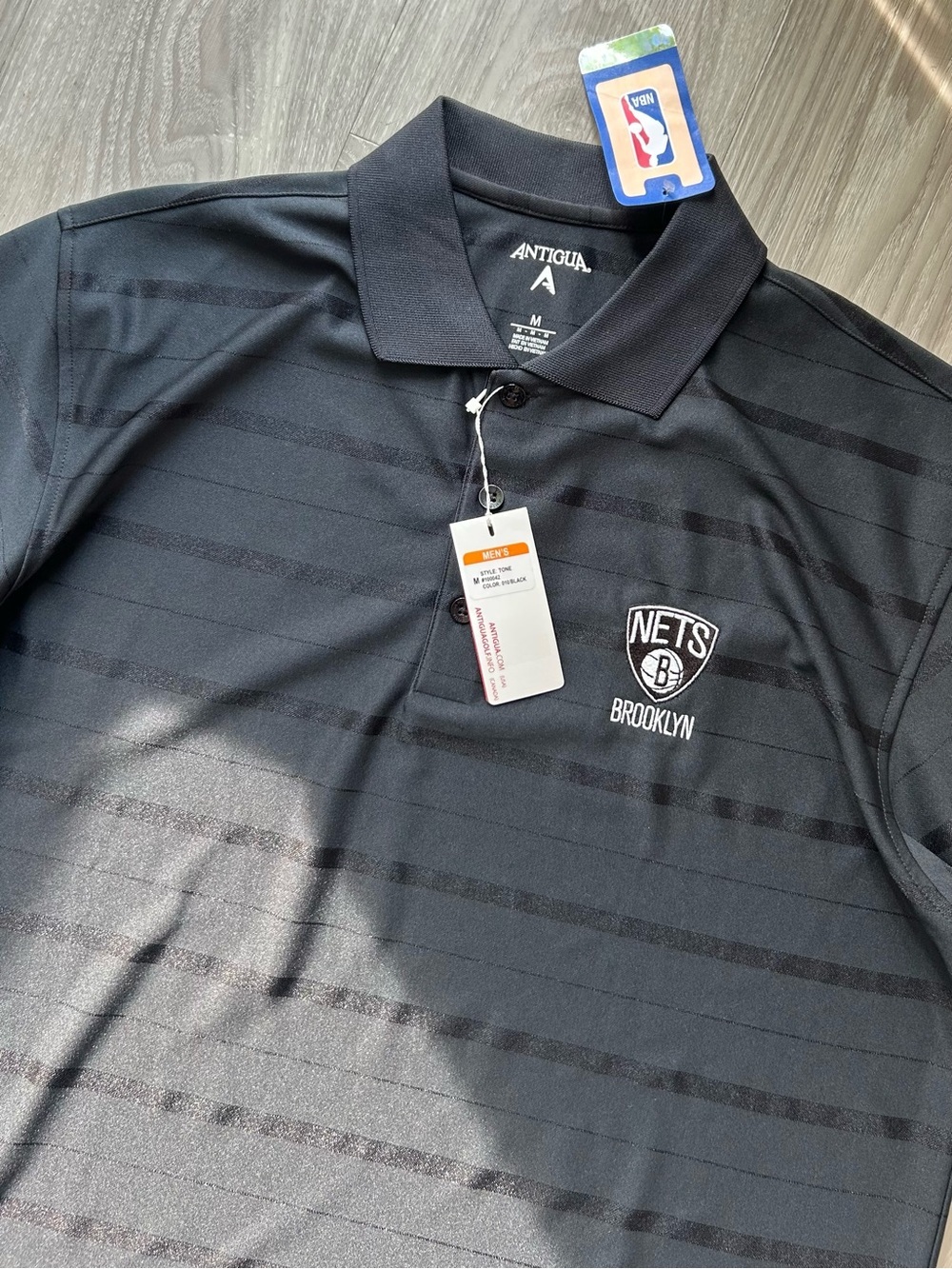 Authentic Brooklyn Nets Polo Golf Shirt in Black on Black (Medium) - Picture 2 of 12